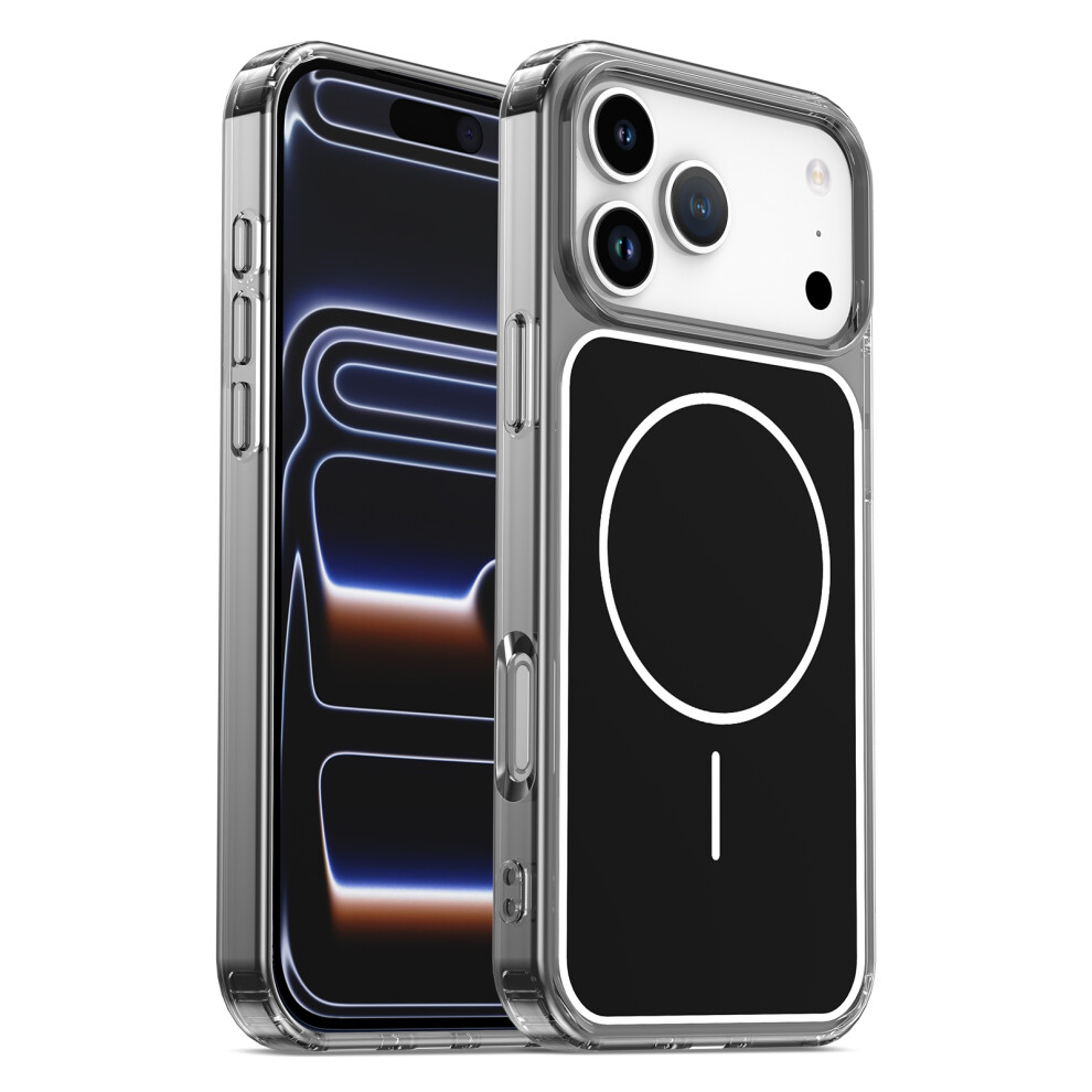 (Transparent ) For Iphone 17 Pro Max Magnetic Case Tpu + Pc Shockproof Phone Cover Black 6914290015429