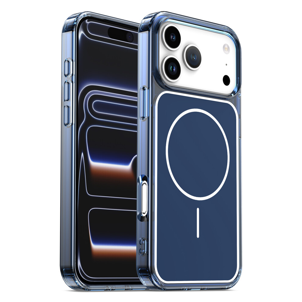(Transparent ) For Iphone 17 Pro Max Magnetic Case Tpu + Pc Shockproof Phone Cover Blue 6914292278181
