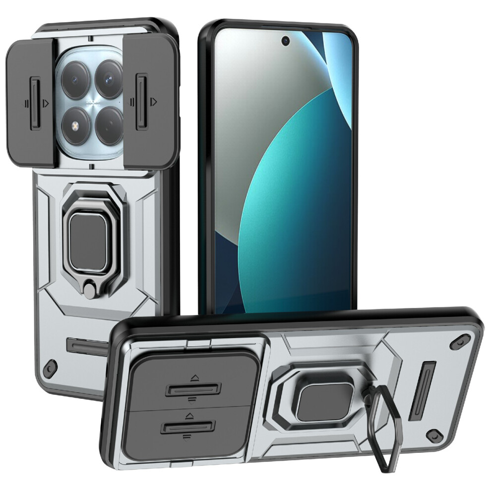 (Grey) For Xiaomi Redmi Note 15 Pro 4G (Global) Case Pc + Tpu Kickstand Phone Protector With Lens Cover Grey 6914299362463