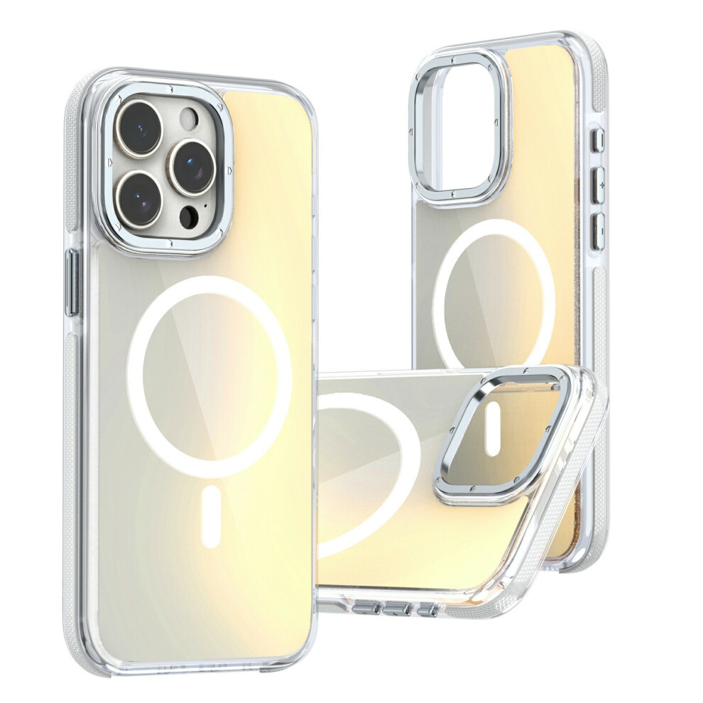 (White) For Iphone 15 Pro Case Compatible With Magsafe Cute Fluorescent Design Tpu Acrylic Phone Back Cover White 6914290906154