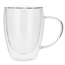 Tazza in vetro a doppia parete trasparente da 350 ml per tè, caffè, latte e acqua, resistente al calore