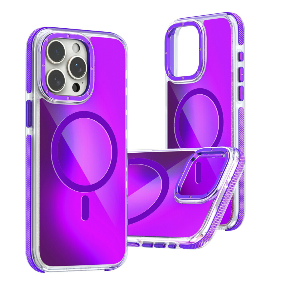 (Purple) For Iphone 15 Pro Case Compatible With Magsafe Cute Fluorescent Design Tpu Acrylic Phone Back Cover Purple 6914290748488