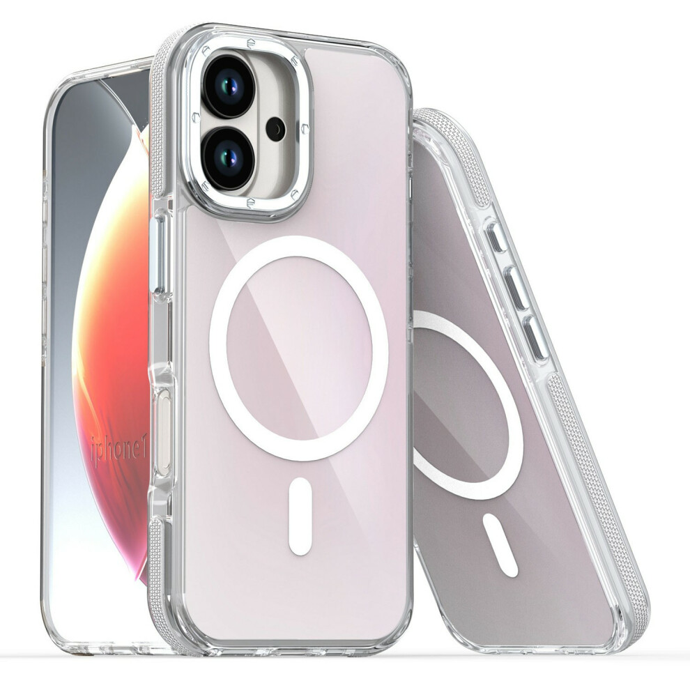 (White) For Iphone 16 Case Compatible With Magsafe Cute Fluorescent Design Tpu Acrylic Phone Back Cover White 6914291828288