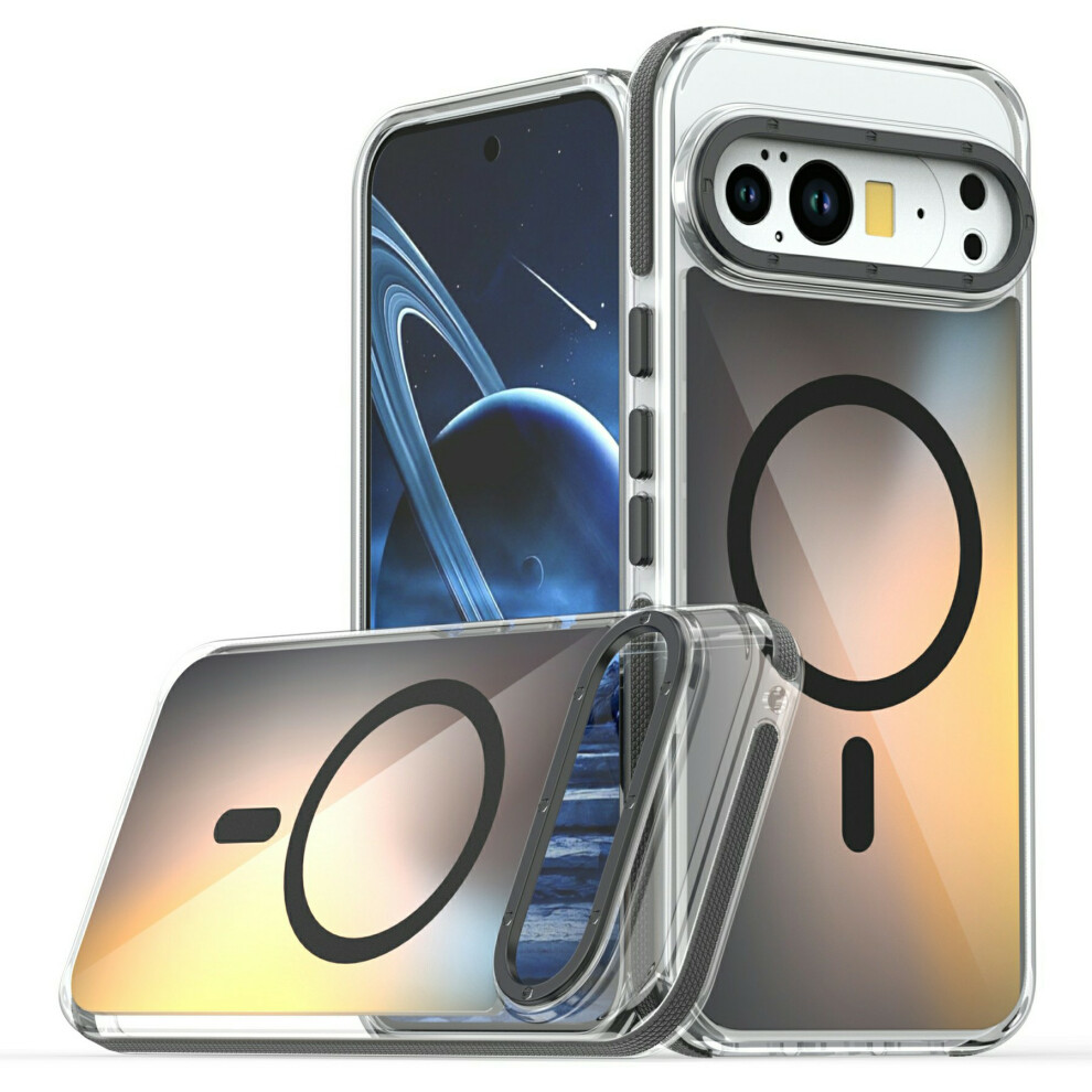 (Black) For Google Pixel 10 Pro Xl Magnetic Case Cute Fluorescent Design Tpu Acrylic Phone Back Cover Black 6914293780126