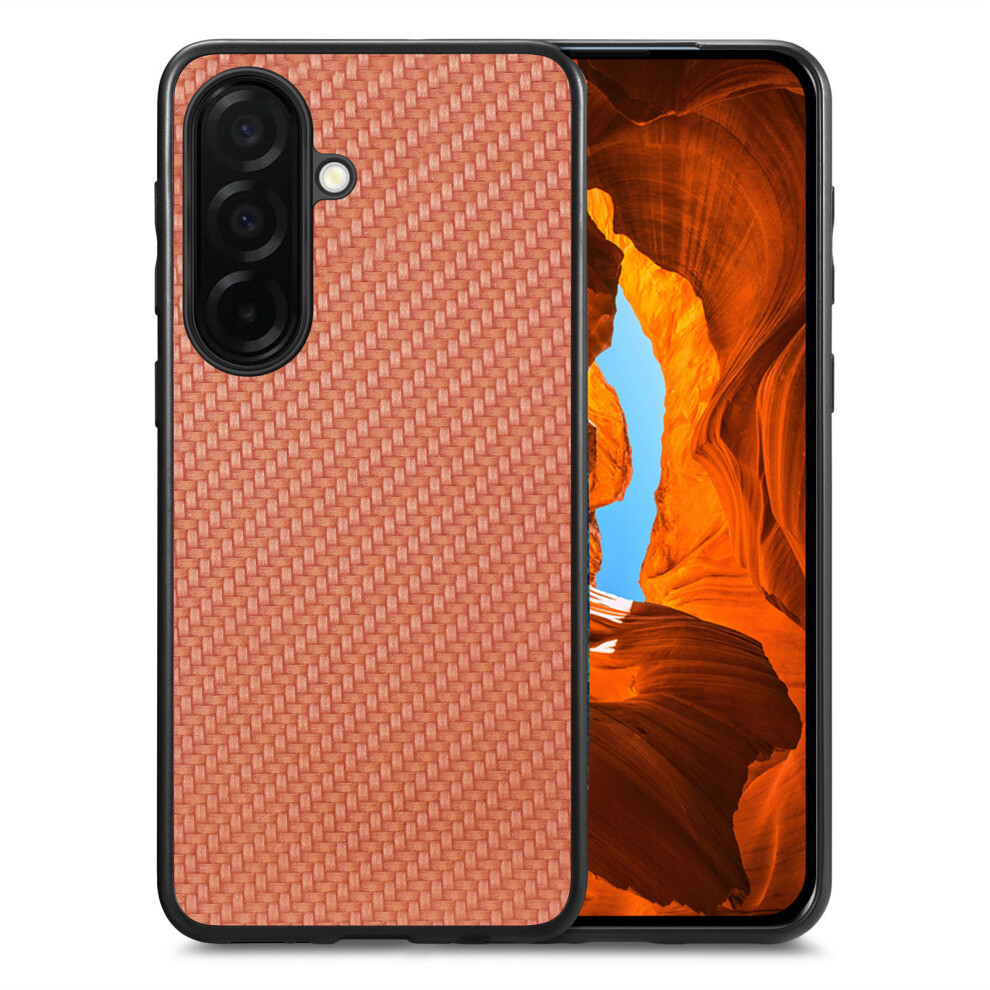 (Brown) For Samsung Galaxy S26+ Case Carbon Fiber Texture Pu Leather + Pc + Tpu Phone Cover Brown 6914294085022