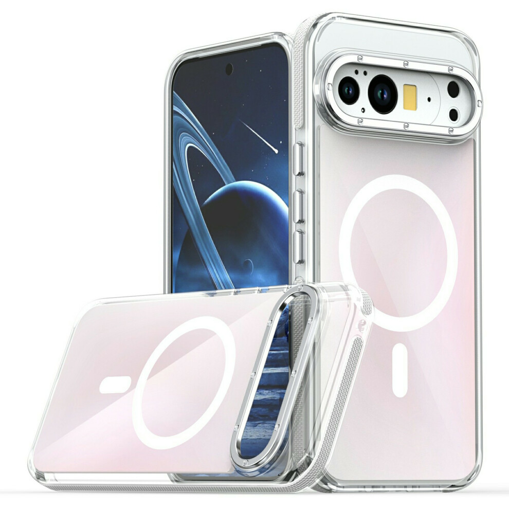 (White) For Google Pixel 10 Pro Xl Magnetic Case Cute Fluorescent Design Tpu Acrylic Phone Back Cover White 6914295749428