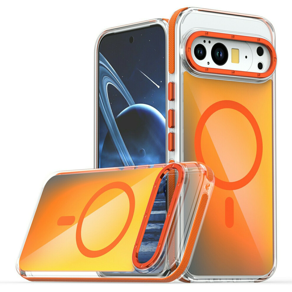 (Orange) For Google Pixel 10 Pro Xl Magnetic Case Cute Fluorescent Design Tpu Acrylic Phone Back Cover Orange 6914292811265