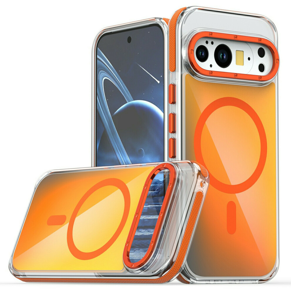 (Orange) For Google Pixel 10 / 10 Pro Magnetic Case Cute Fluorescent Design Tpu Acrylic Phone Back Cover Orange 6914297368177