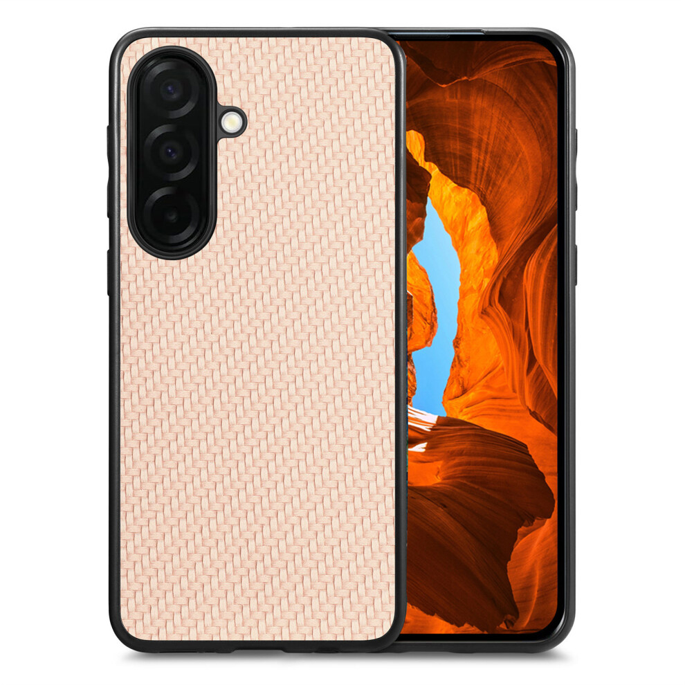 (Apricot) For Samsung Galaxy S26 Case Carbon Fiber Texture Pu Leather + Pc + Tpu Phone Cover 6914298733318