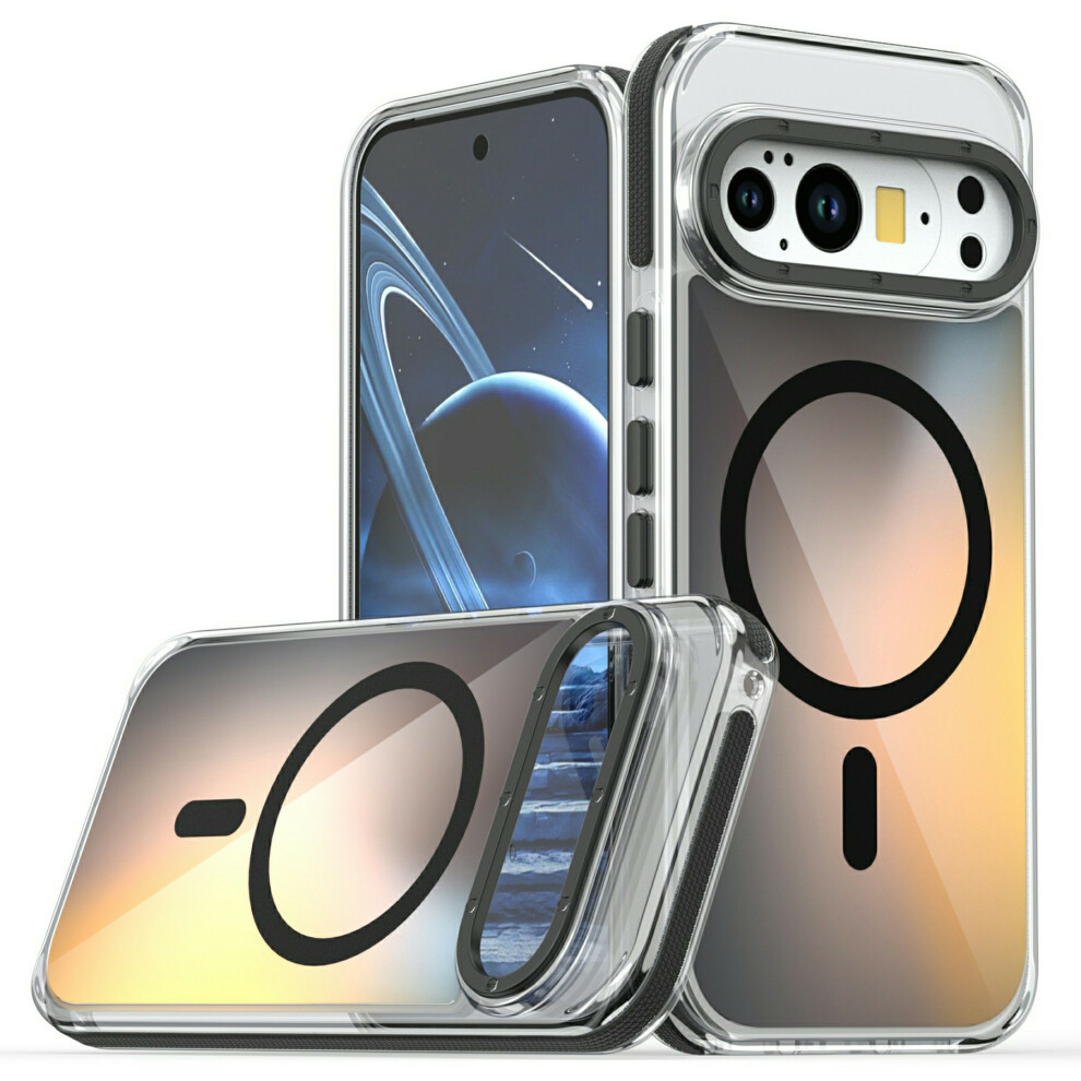 (Black) For Google Pixel 10 / 10 Pro Magnetic Case Cute Fluorescent Design Tpu Acrylic Phone Back Cover Black 6914296709193