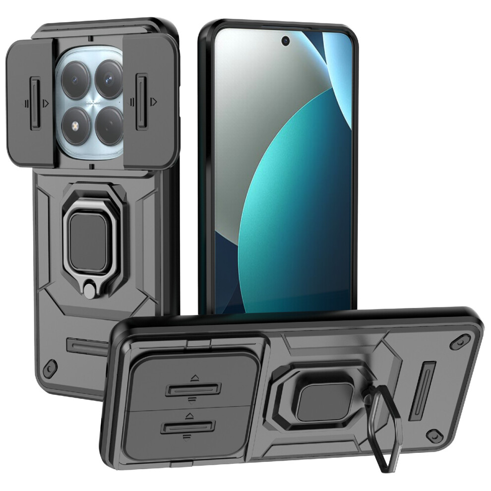 (Black) For Xiaomi Redmi Note 15 Pro 4G (Global) Case Pc + Tpu Kickstand Phone Protector With Lens Cover Black 6914291200541
