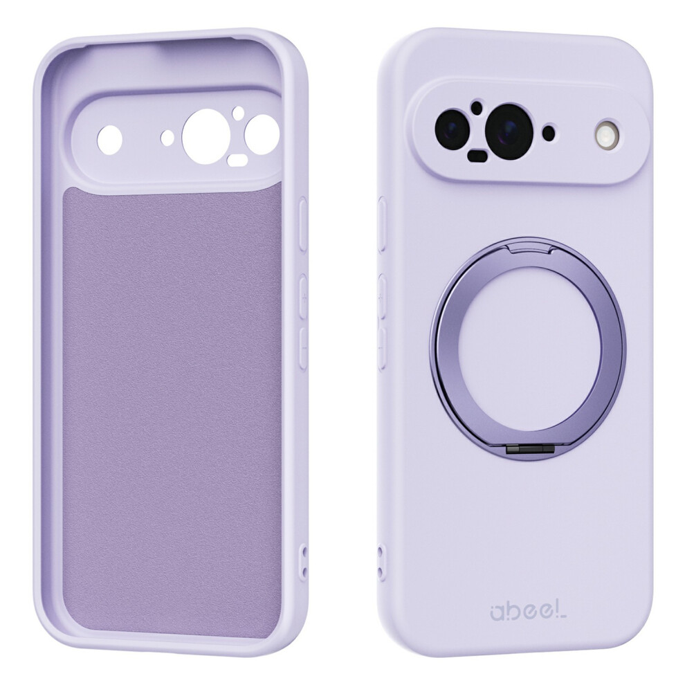 (Purple) For Google Pixel 9 Magnetic Case Kickstand Skin Touch Liquid Silicone Phone Cover Purple 6914291833114