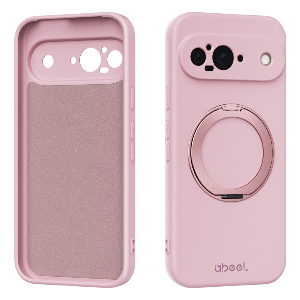(Pink) For Google Pixel 9 Magnetic Case Kickstand Skin Touch Liquid Silicone Phone Cover Pink 6914290776061