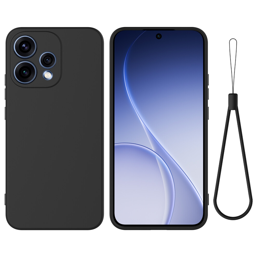 (Black) For Oppo Reno15c 5G (China) / Oppo Reno15 5G (Global) Liquid Silicone Case Phone Back Cover With Hand Strap Black 6914297610917