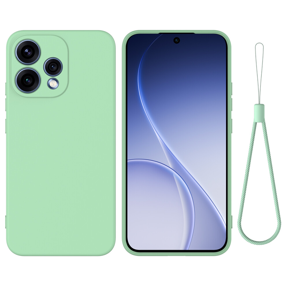 (Green) For Oppo Reno15c 5G (China) / Oppo Reno15 5G (Global) Liquid Silicone Case Phone Back Cover With Hand Strap Green 6914291178116