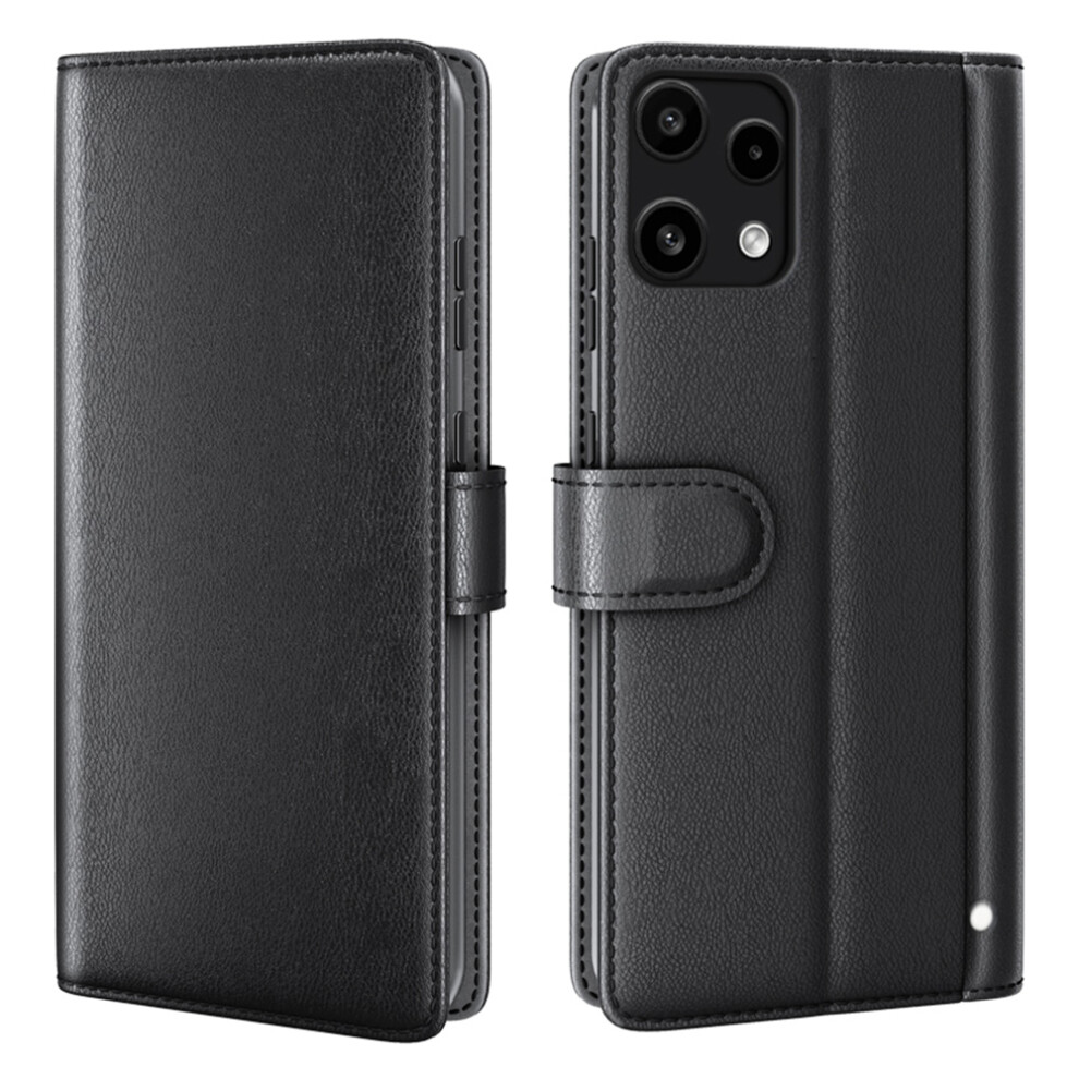 (Black) For Nothing Phone (3A) Lite 5Ga Stand Cases Calf Texture Genuine Split Leather Wallet Phone Cover Black 6914292485664