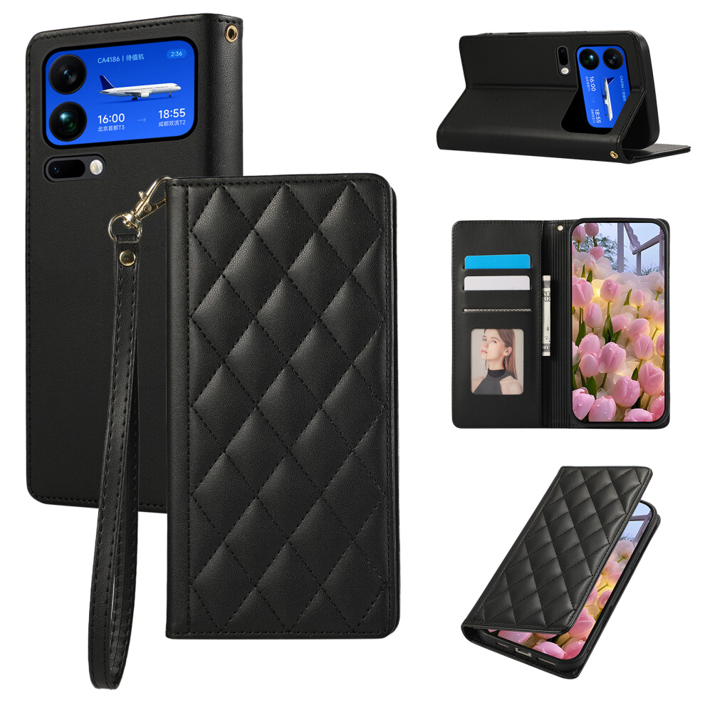 (Black) For Xiaomi 17 Pro Case Rfid Blocking Wallet Stand Rhombus Leather Phone Cover With Wrist Strap Black 6914295567107