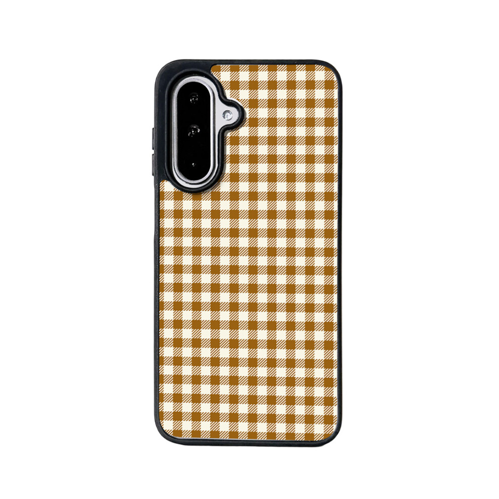 (Caramel Grid) For Samsung Galaxy A37 5G Magnetic Case Eycase Grid Series Edge Tpu + Acrylic Cover Black 6914293456564