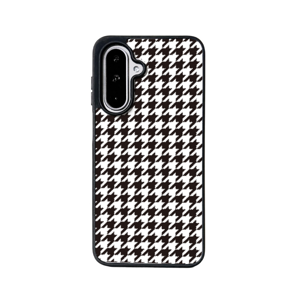 (Black White Houndstooth) For Samsung Galaxy A57 5G Magnetic Case Eycase Grid Series Black Edge Tpu + Acrylic Cover White,Black 6914290424924