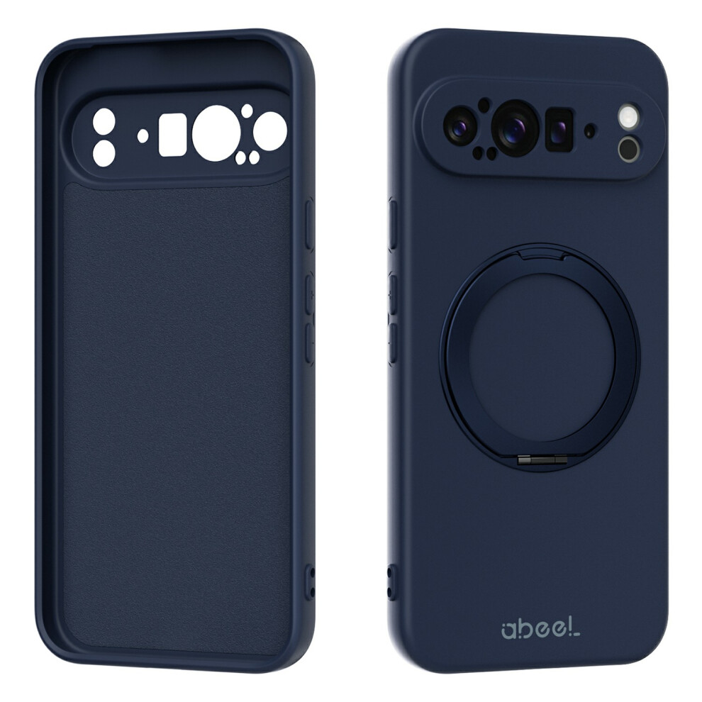 (Dark ) For Google Pixel 9 Pro Magnetic Case Kickstand Skin Touch Liquid Silicone Phone Cover Blue 6914298824481