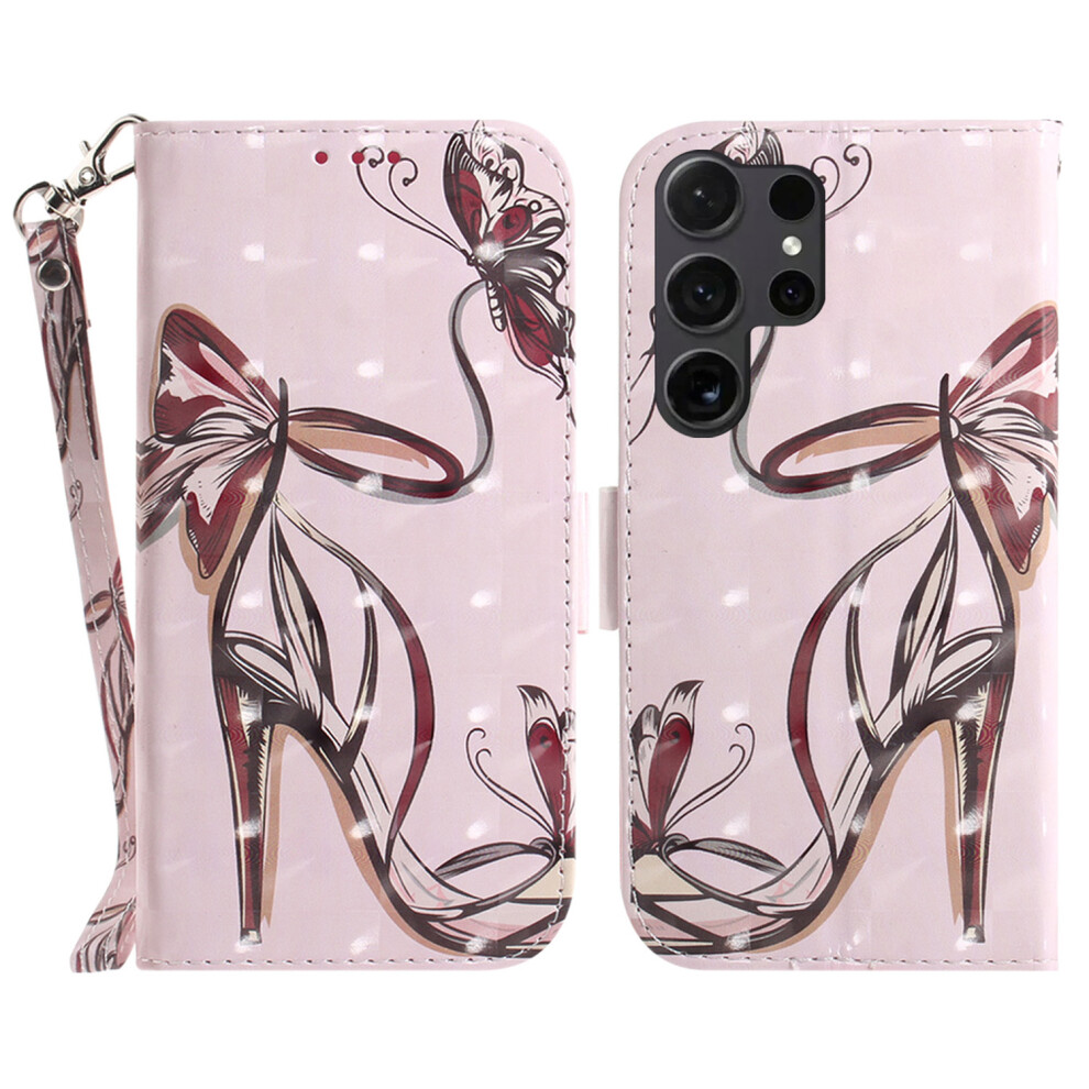 (Butterfly High Heels) For Samsung Galaxy S26 Ultra Case Pattern Printing Leather Wallet Phone Cover With Wrist Strap 6914294624986