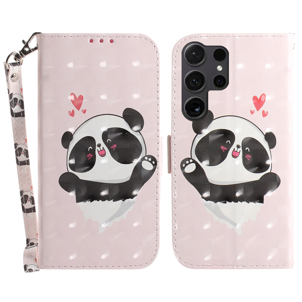 (Heart Panda) For Samsung Galaxy S26 Ultra Case Pattern Printing Leather Wallet Phone Cover With Wrist Strap 6914296772432