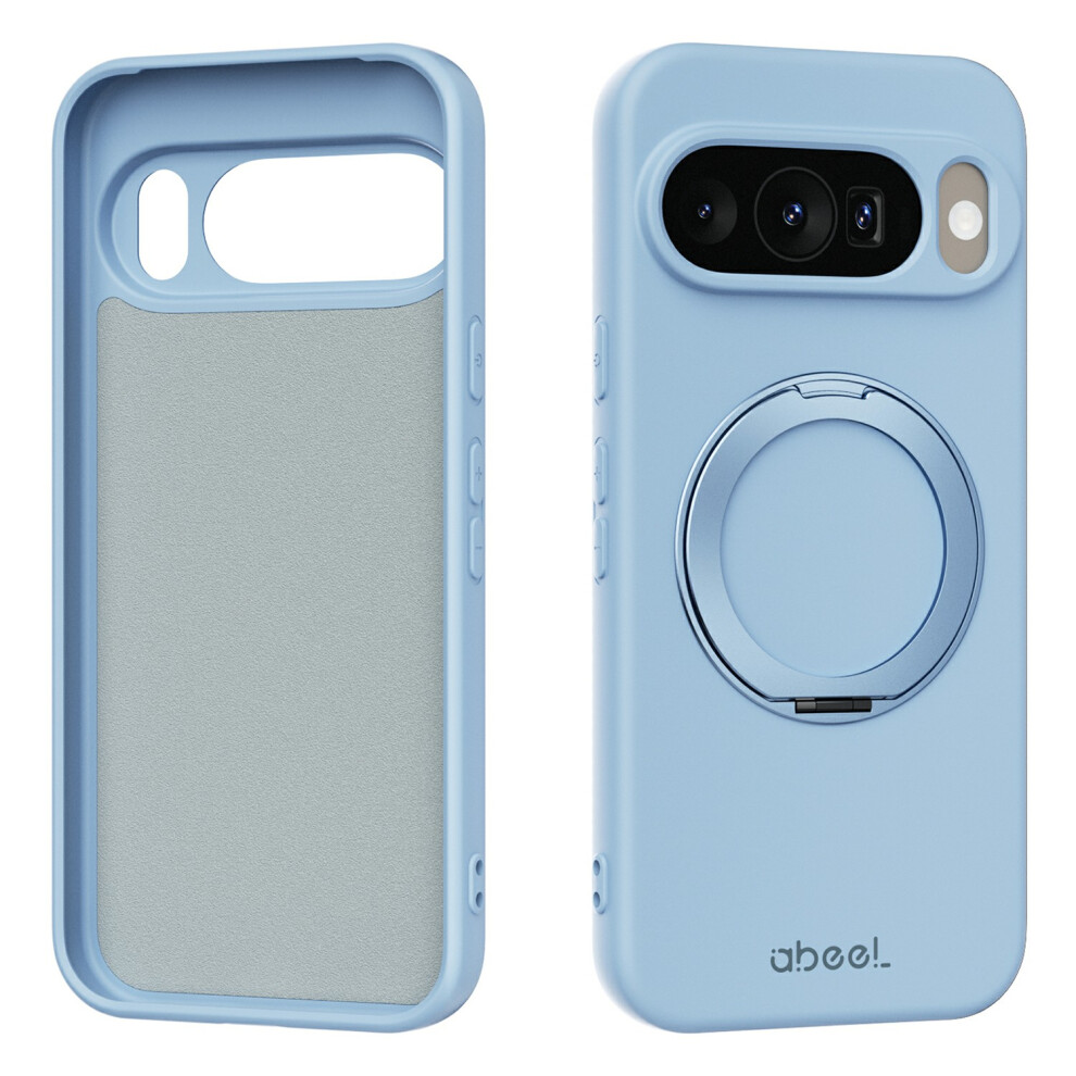 (Sky ) For Google Pixel 10 / 10 Pro Magnetic Case Kickstand Skin Touch Liquid Silicone Phone Cover Blue 6914293456670