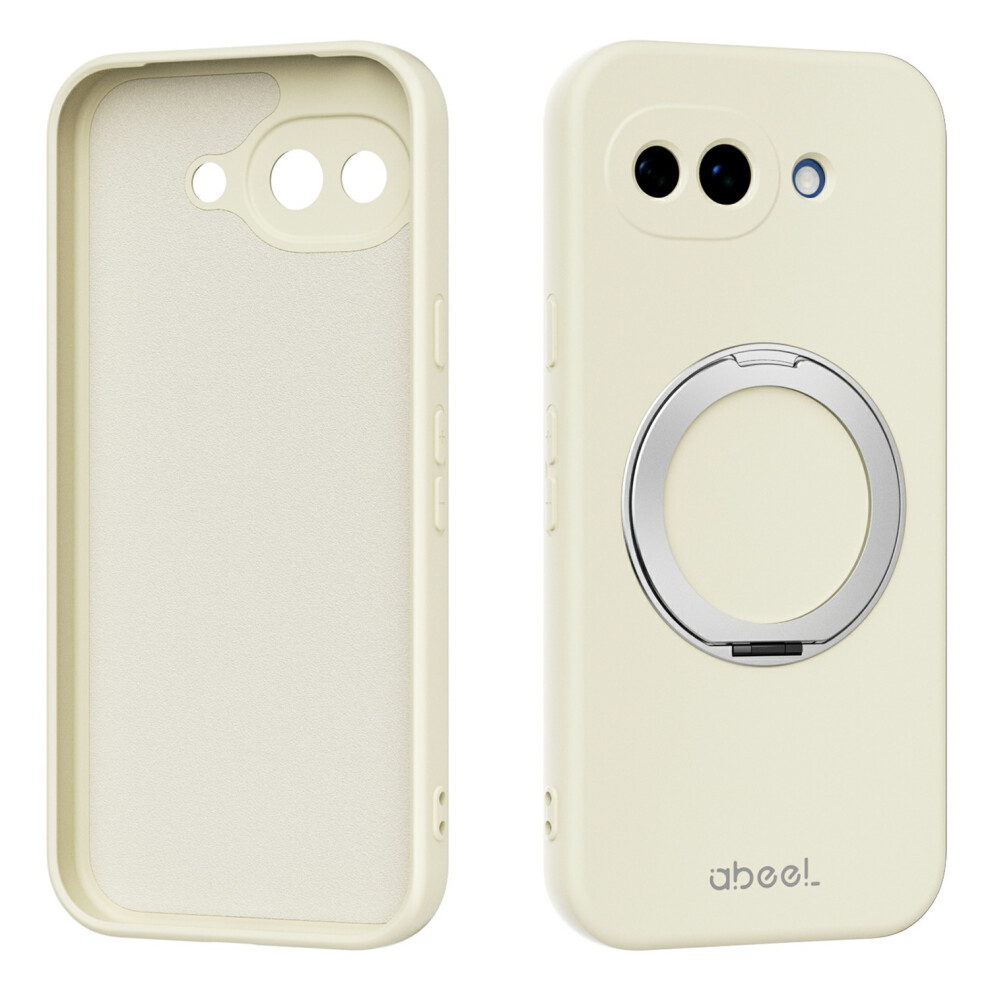 (Beige) For Google Pixel 10A Magnetic Case Kickstand Skin Touch Liquid Silicone Phone Cover Cream 6914290505388