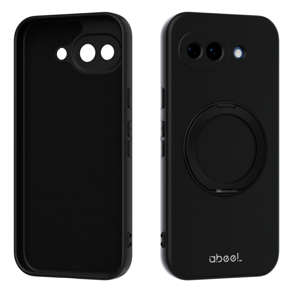 (Black) For Google Pixel 10A Magnetic Case Kickstand Skin Touch Liquid Silicone Phone Cover Black 6914298419793