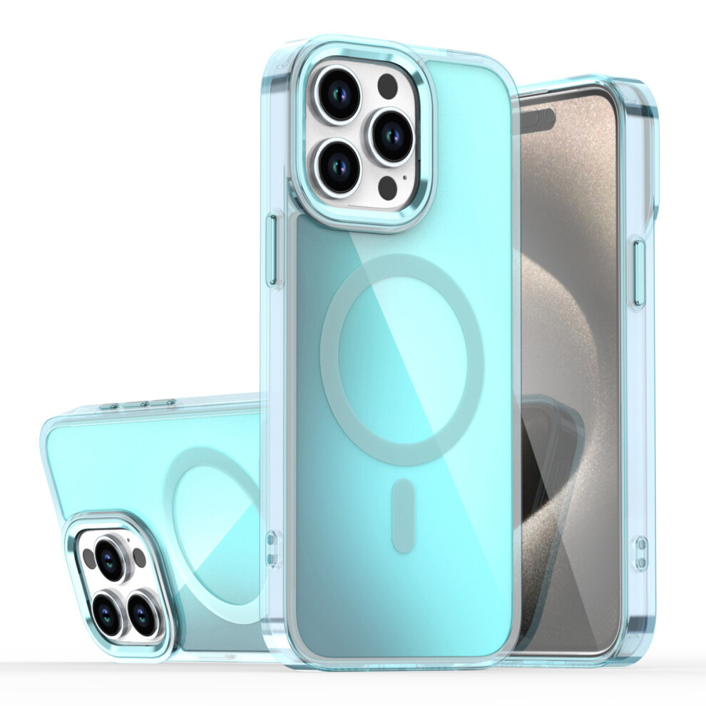(Blue) For Iphone 15 Pro Max Magnetic Case Cute Fluorescent Design Tpu Phone Back Cover Blue 6914295096393
