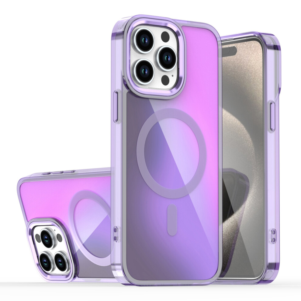 (Purple) For Iphone 15 Pro Max Magnetic Case Cute Fluorescent Design Tpu Phone Back Cover Purple 6914299843412
