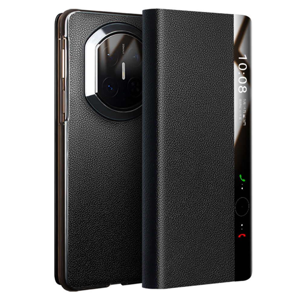 (Black) Qialino For Huawei Mate X7 Case Smart View Window Genuine Cow Leather Phone Cover Black 6914295809207