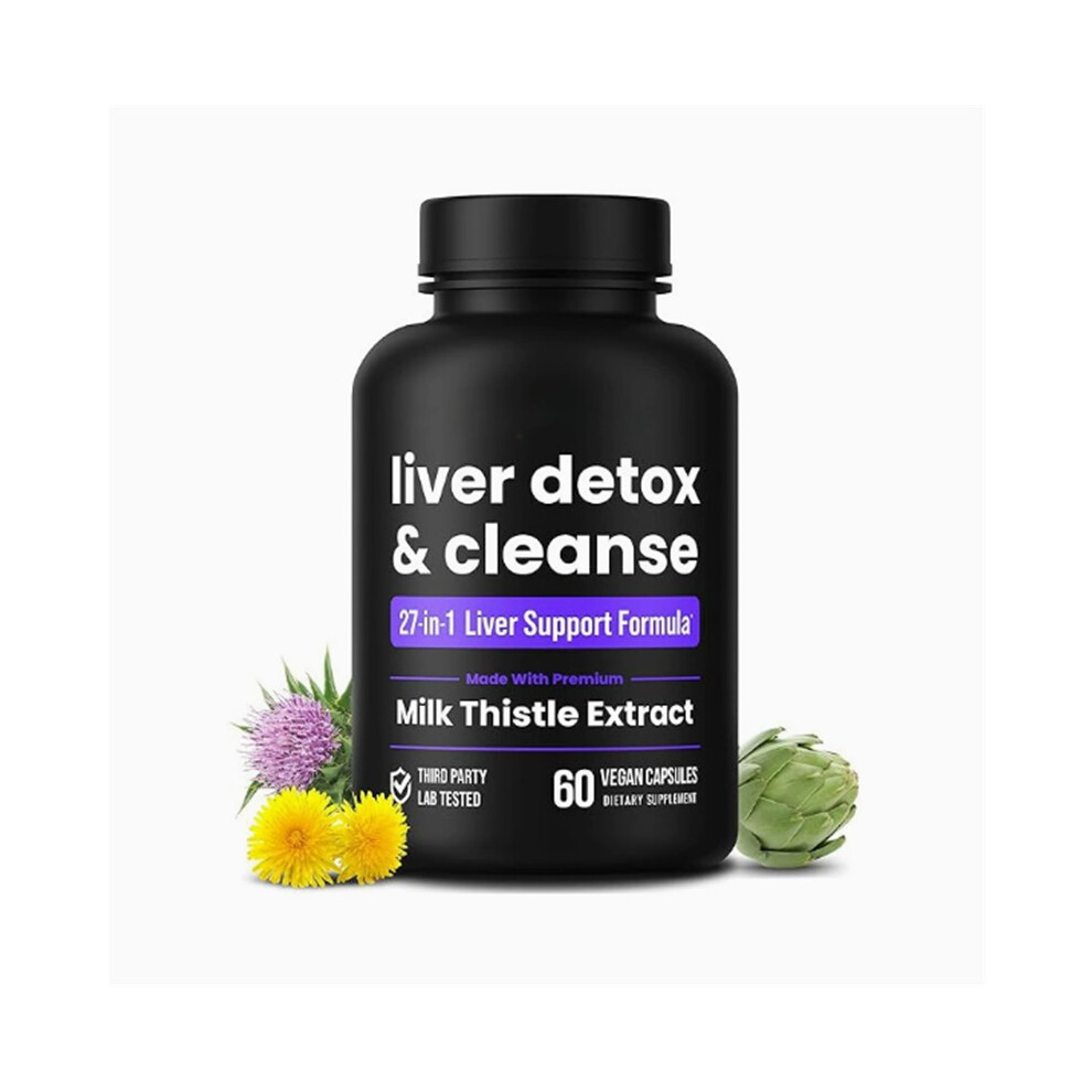 (60 Count (Pack of 2)) Liver Cleanse Detox & Repair Formula, 20  Herbs: Milk Thistle Extract, Artichoke, Dandelion, Chicory Root Powder 60 Capsules