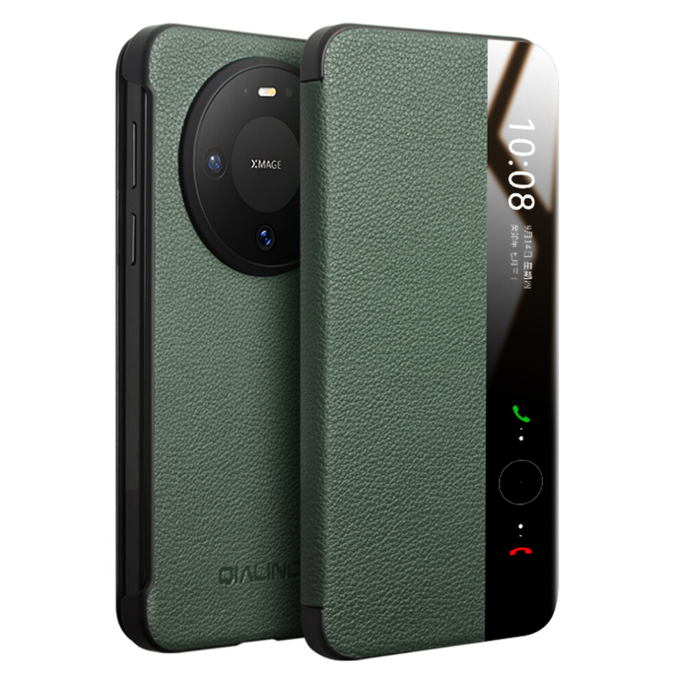 (Green) Qialino For Huawei Mate 80 / Mate 80 Pro Case View Window Genuine Cow Leather Flip Phone Cover With Card Slot Green 6914293405869