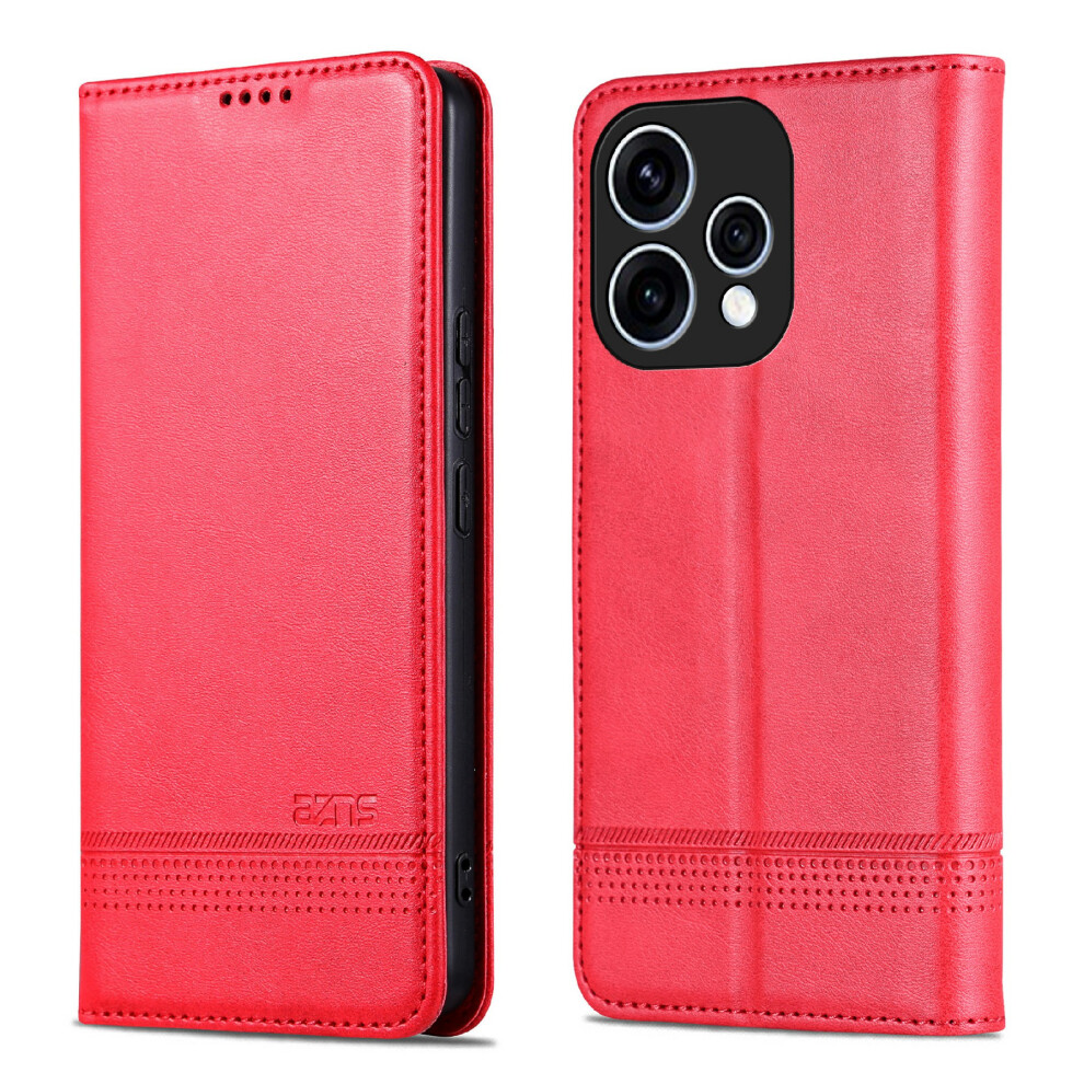 (Red) Phone Case For Oppo Reno15 5G (Global) / Reno15c 5G (China) Cowhide Texture Pu Leather Wallet Phone Cover Red 6914293450883