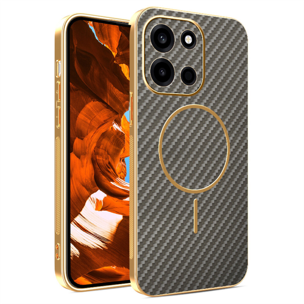 (Coffee) For Oneplus Turbo 6 5G Case Carbon Fiber Textured Electroplated Tpu Phone Back Cover Brown 6914298980514