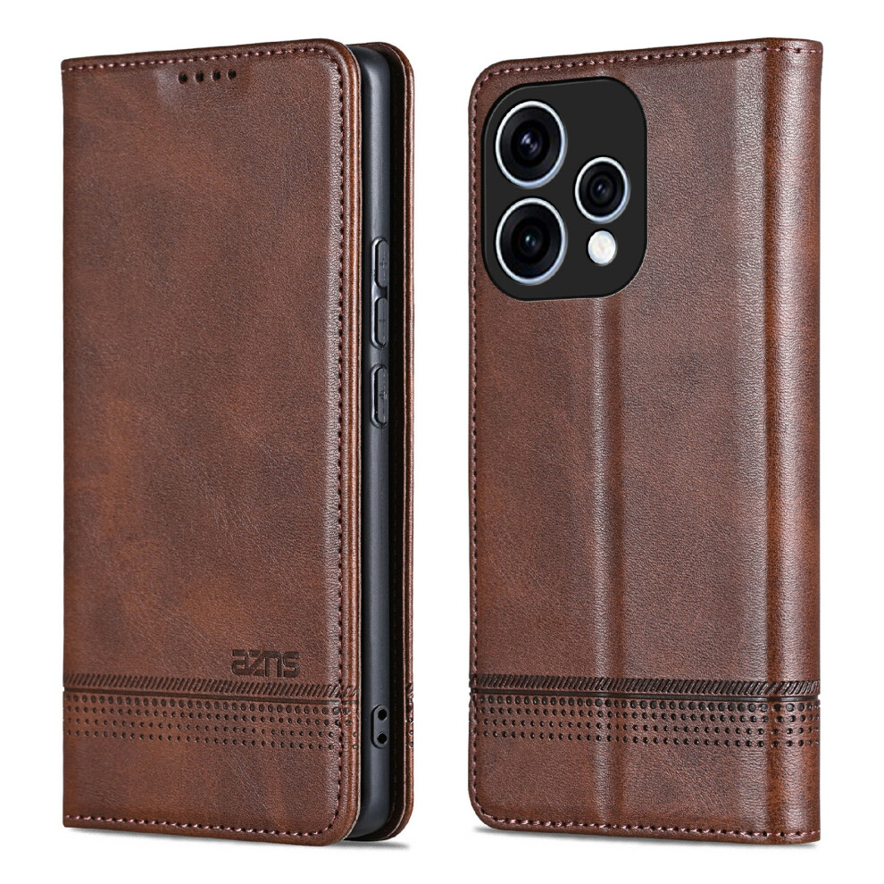 (Coffee) Phone Case For Oppo Reno15 5G (Global) / Reno15c 5G (China) Cowhide Texture Pu Leather Wallet Phone Cover Brown 6914299207641