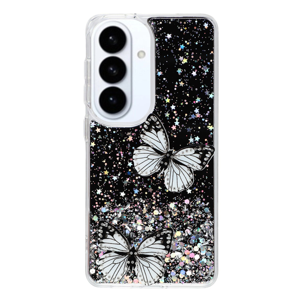 (Black) For Samsung Galaxy S26 Case Epoxy Pvc Butterfly Tpu Aesthetics Phone Cover Black 6914293773715