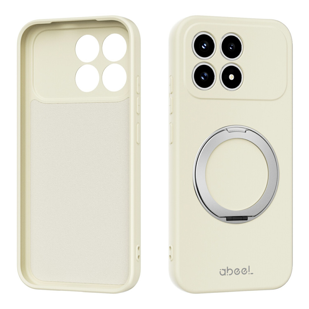(Beige) For Xiaomi Redmi K90 5G / Poco F8 Pro Magnetic Case Kickstand Skin Touch Liquid Silicone Phone Cover Cream 6914291877187