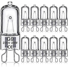 Lampadine alogene G9 28W dimmerabili, luce bianco caldo 2800K, senza sfarfallio, confezione da 10 pezzi