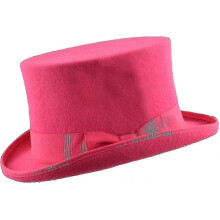(S, Pink) Hand Made Wool Top Hat Satin Lined Small To Xxl-