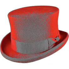 (XL, Red) Hand Made Wool Top Hat Satin Lined Small To Xxl-
