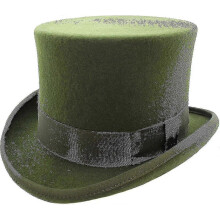 (M, Olive) Hand Made Wool Top Hat Satin Lined Small To Xxl-