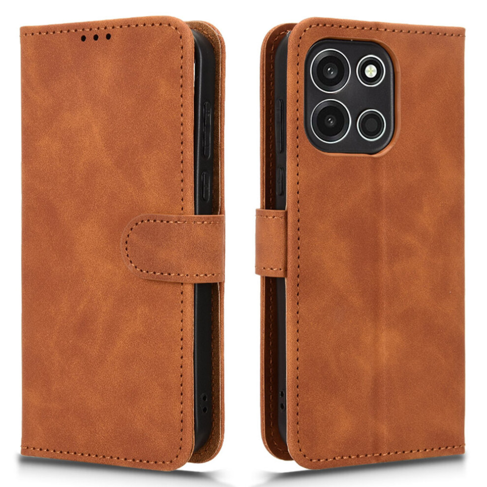 (Brown) For Oneplus Turbo 6 5G Leather Case Skin Feel Anti Drop Wallet Stand Flip Phone Cover Brown 6914290216093