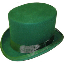 (M, Green) Hand Made Wool Top Hat Satin Lined Small To Xxl-