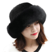 (Black) Faux Fur Trimmed Winter Fashion Hat for Women Fashionable Outdoor Warm Hats Christmas Gift