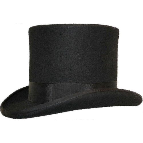 (S, Black) Hand Made Wool Top Hat Satin Lined Small To Xxl-