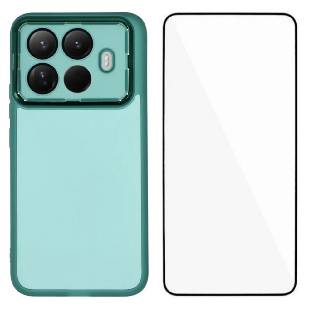 (Army ) Wanlonfeng For Xiaomi 15T Pro Tpu Case Dksm Series Electroplated Frame Back Cover With Tempered Glass Green 6914292053740