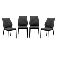(Metal, Grey) Set of 4 upholstered fabric chairs with metal frame, 48cm wide - LILLIE