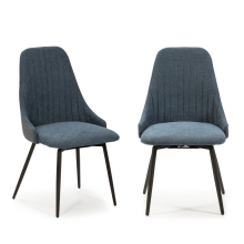 (Material[Furniture], Colour) Set of 2 swivel fabric chairs with black metal legs, 50 cm wide - ELMA